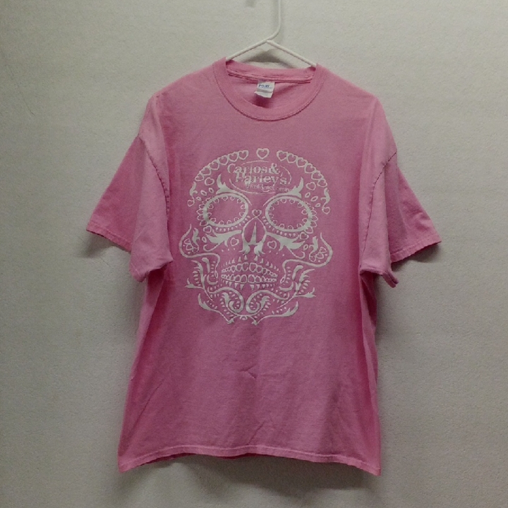 Port & Company Carlos & Harleys Fresh-Mex Cantina Pink Sugar Skull Graphic Tee